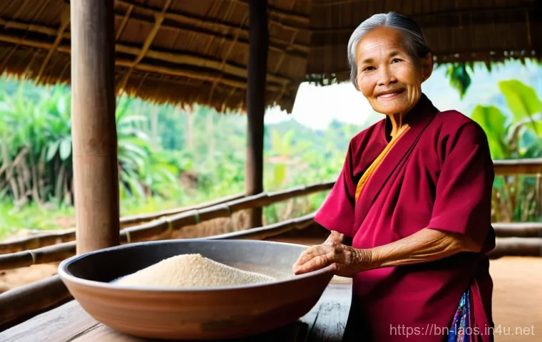 라오스 전통주 라오라오 - ### Image Prompt 1: Traditional Lao-Lao Production in a Rural Setting