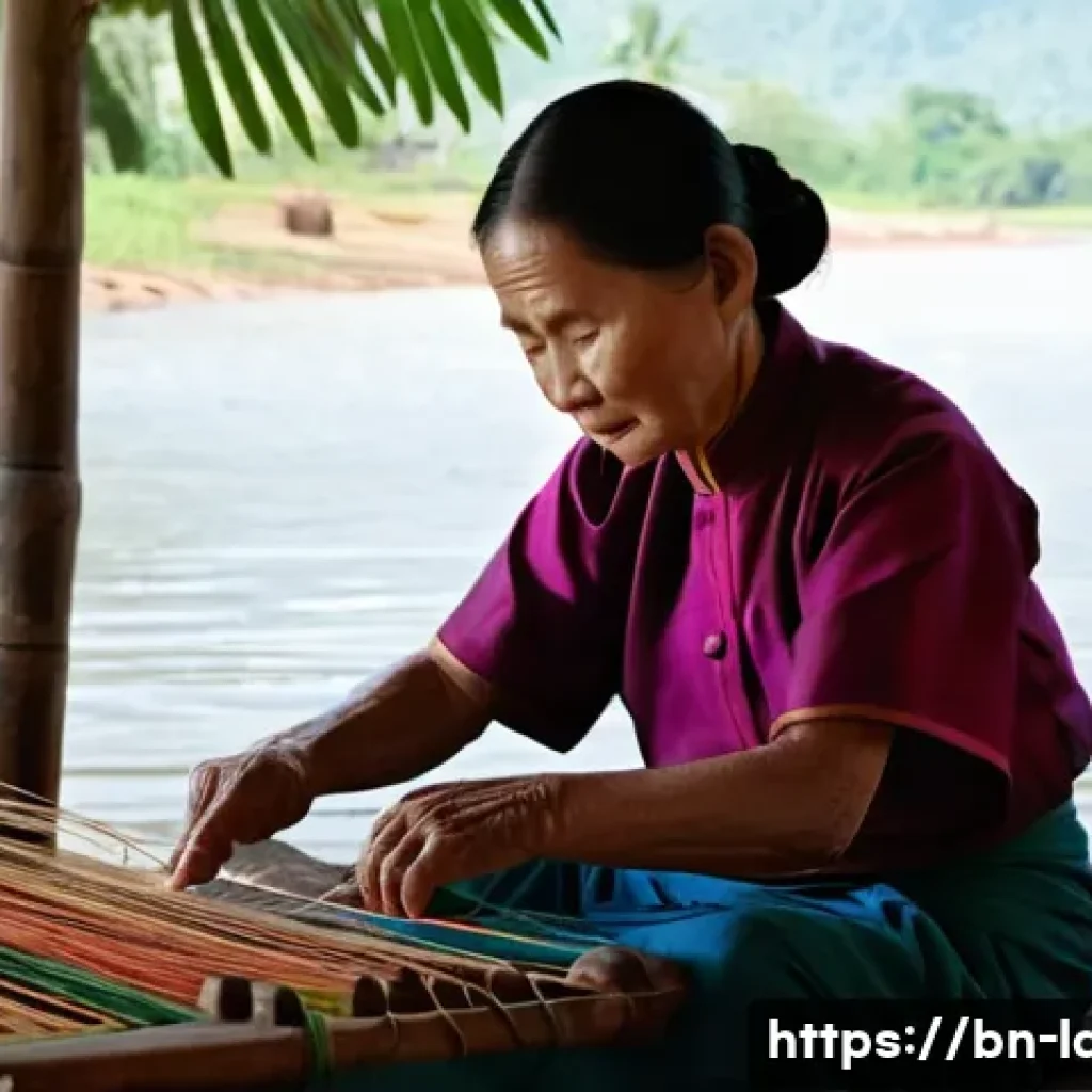 라오스 미술관과 갤러리 - **Prompt 1: Luang Prabang Silk Weaver by the River**
    A realistic, high-definition image capturin...